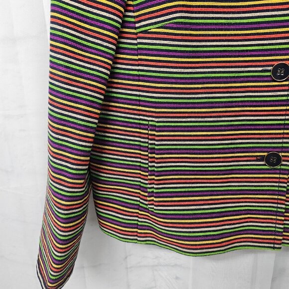Talbots Blazer Purple Orange Striped Single Breasted Striped Retro 16P - Picture 5 of 11